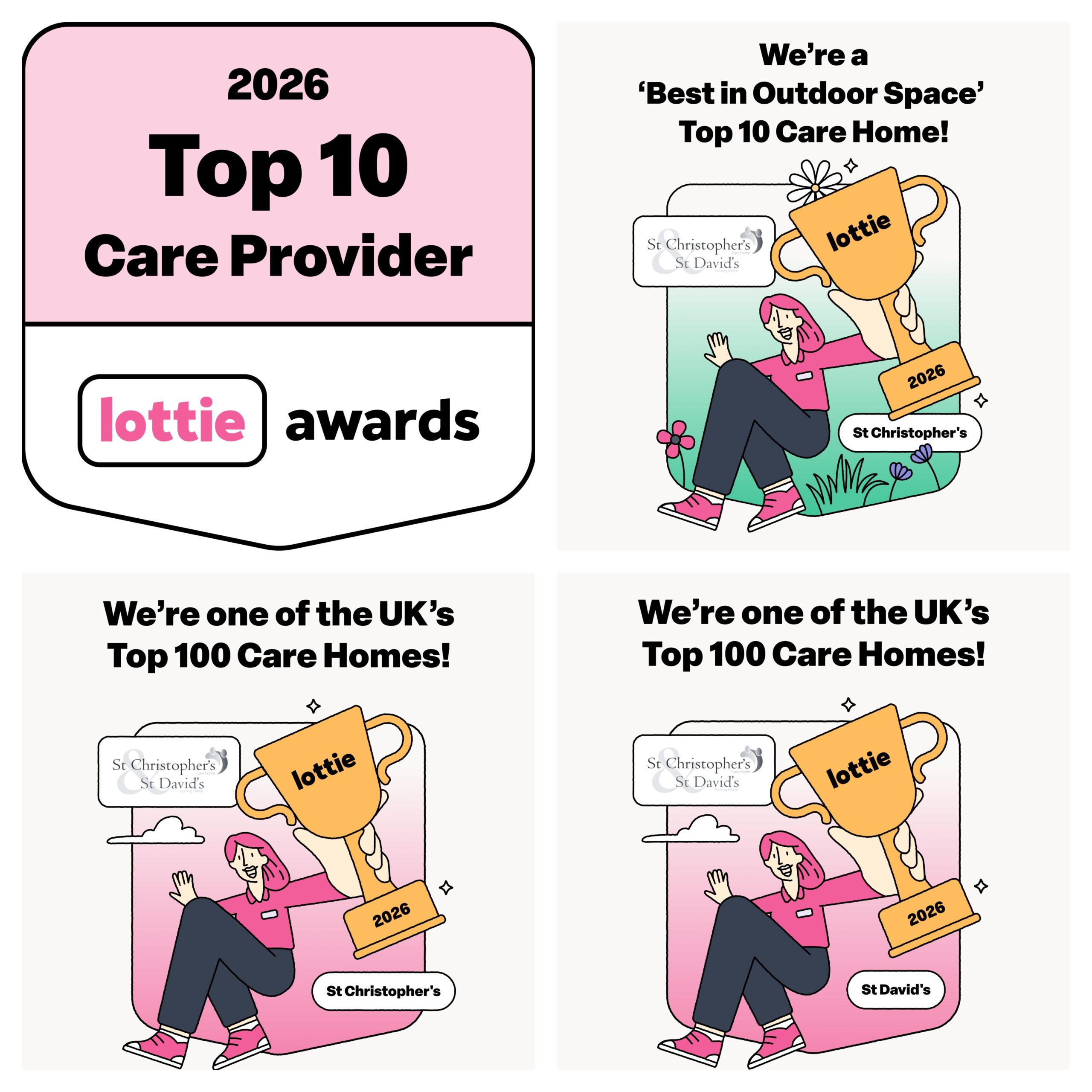 Lottie Award Winning Care Homes, Award badges